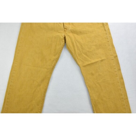 Levi's 501 Men's Jeans Size 42 X 27 Button Fly Denim Mustard Yellow  -Flaws- - Picture 6 of 16